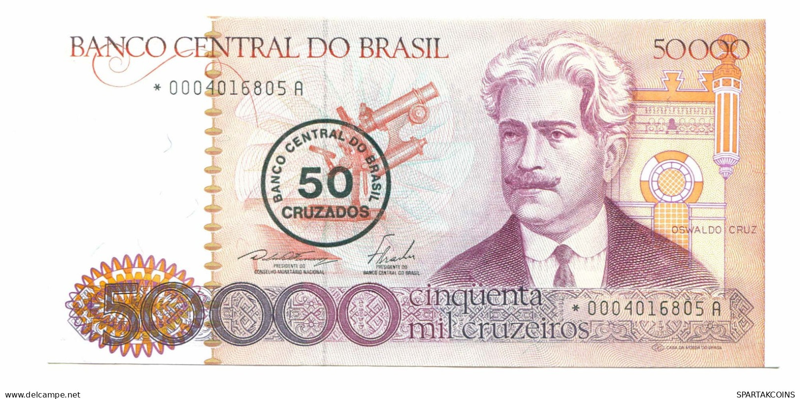 BRAZIL REPLACEMENT NOTE Star*A 50 CRUZADOS ON 50000 CRUZEIROS 1986 UNC P10991.6 - Lokale Ausgaben