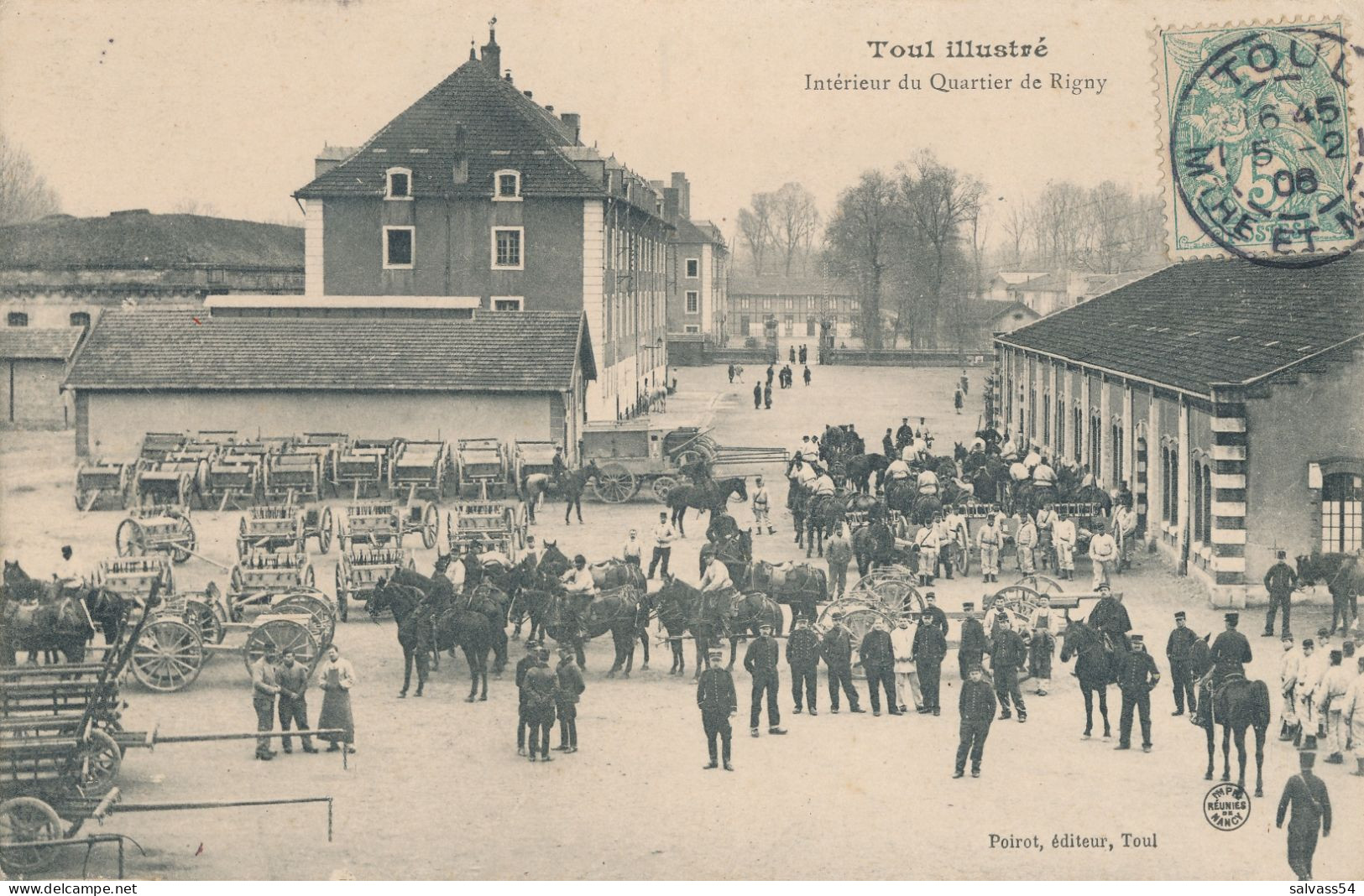 54) TOUL : Intérieur Du Quartier De Rigny - Caserne - Cavaliers (1906) - Toul