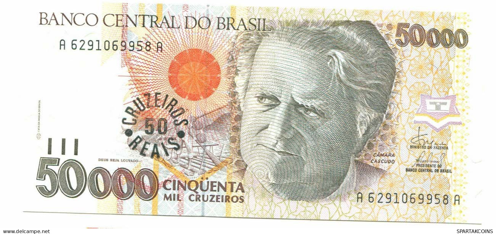 BRASIL 50000 CRUZEIROS 1993 UNC Paper Money Banknote #P10888.4 - [11] Emissions Locales