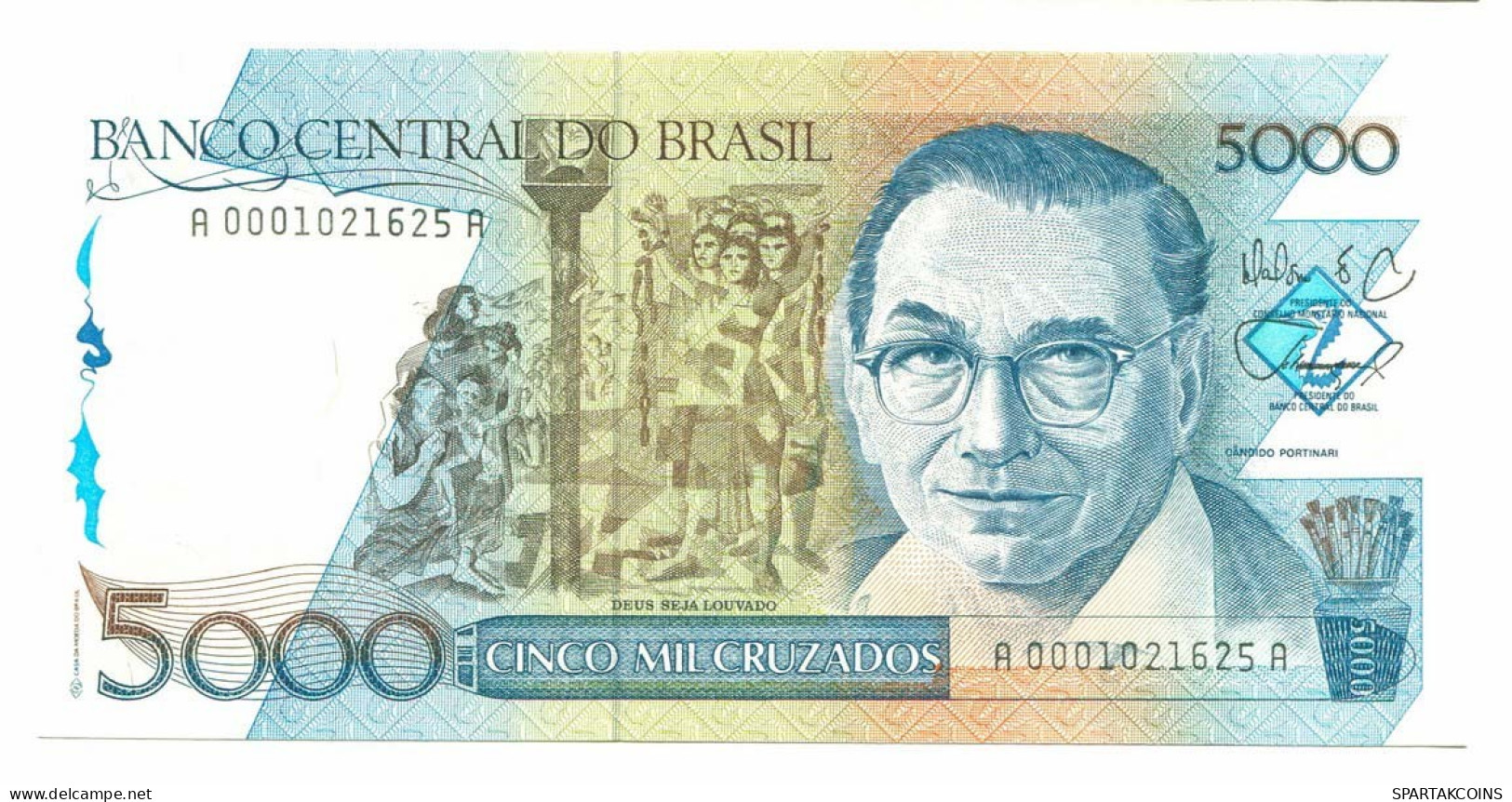 BRASIL 5000 CRUZEIROS 1988 C. Portinari UNC Paper Money Banknote #P10878.4 - Lokale Ausgaben
