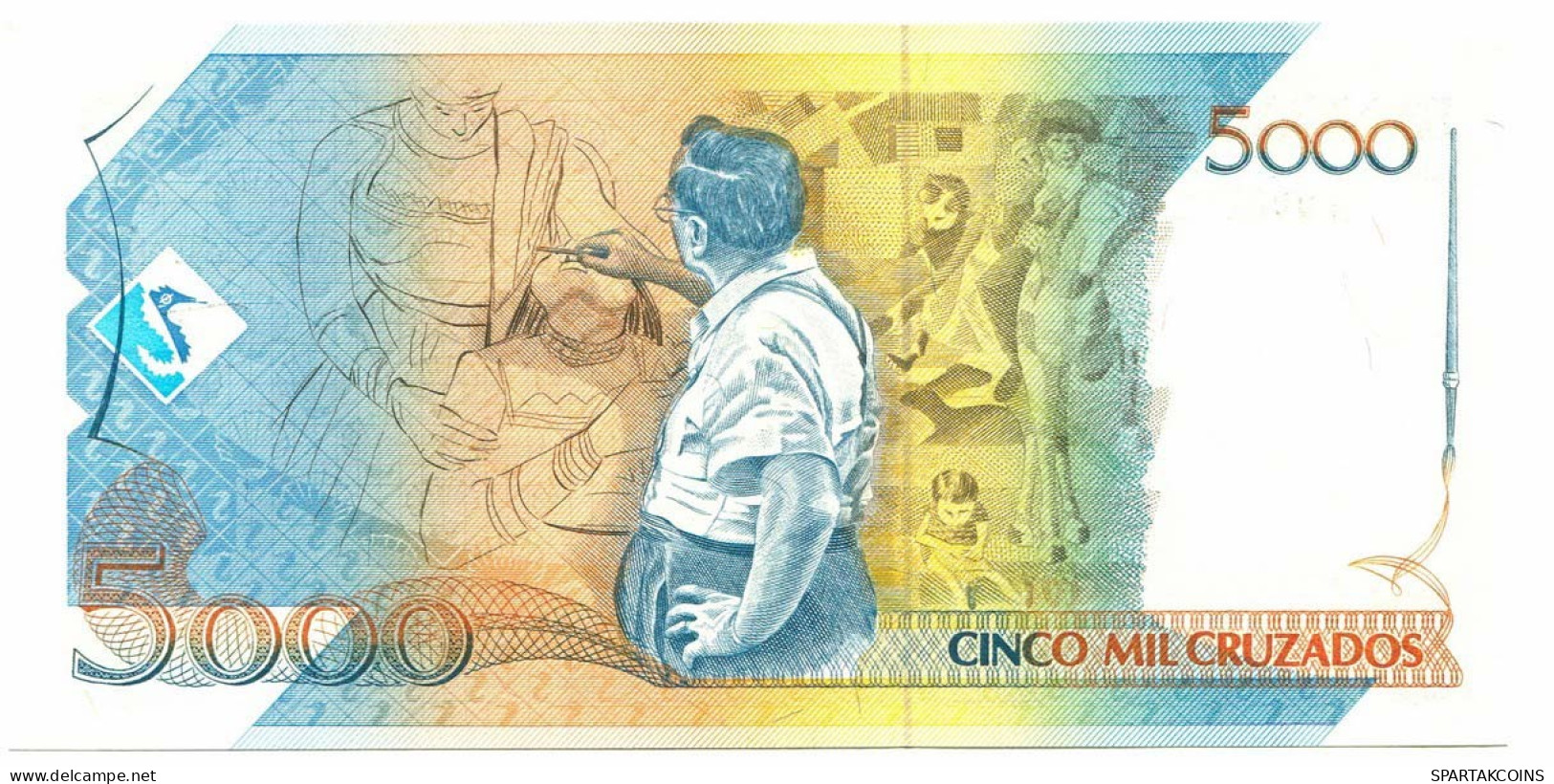 BRASIL 5000 CRUZEIROS 1988 C. Portinari UNC Paper Money Banknote #P10878.4 - Lokale Ausgaben