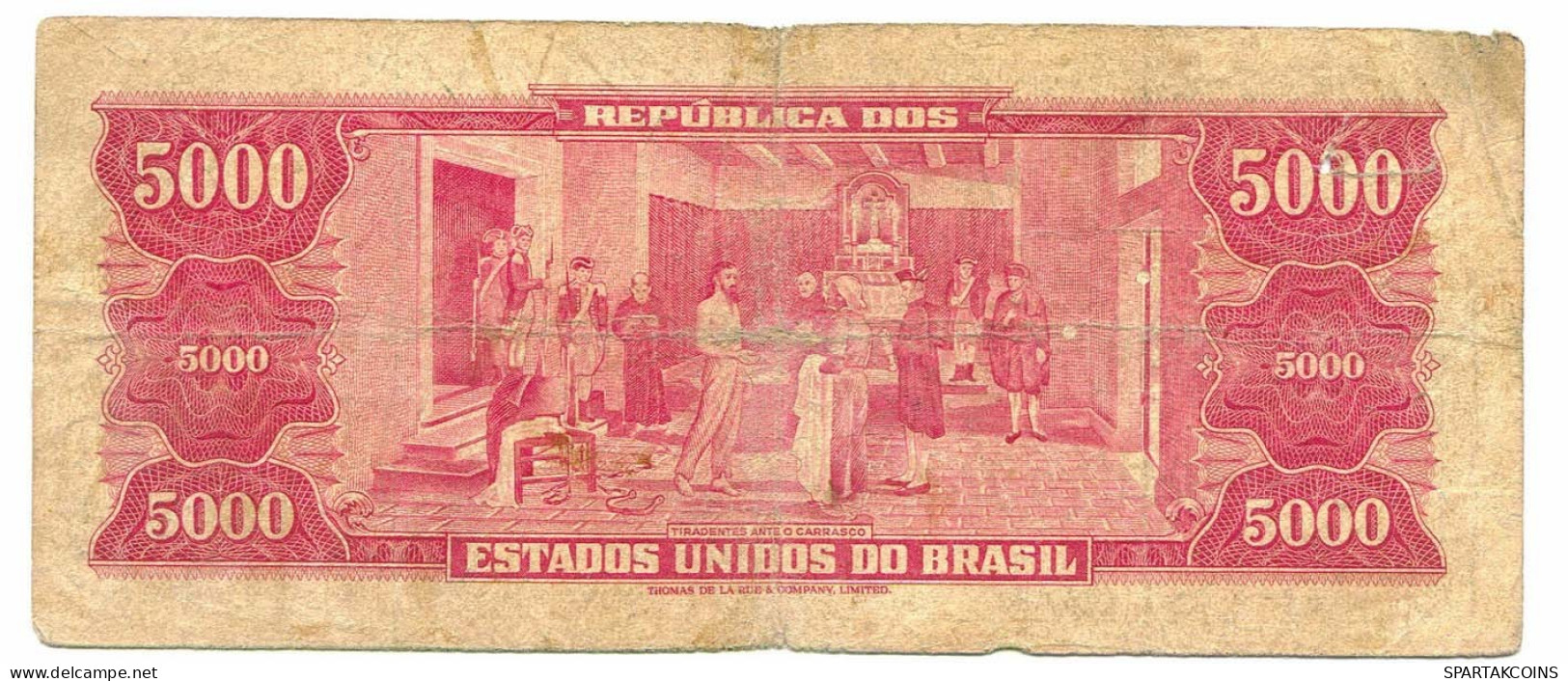 BRASIL 5000 CRUZEIROS 1964 SERIE 1509A Paper Money Banknote #P10876.4 - [11] Local Banknote Issues