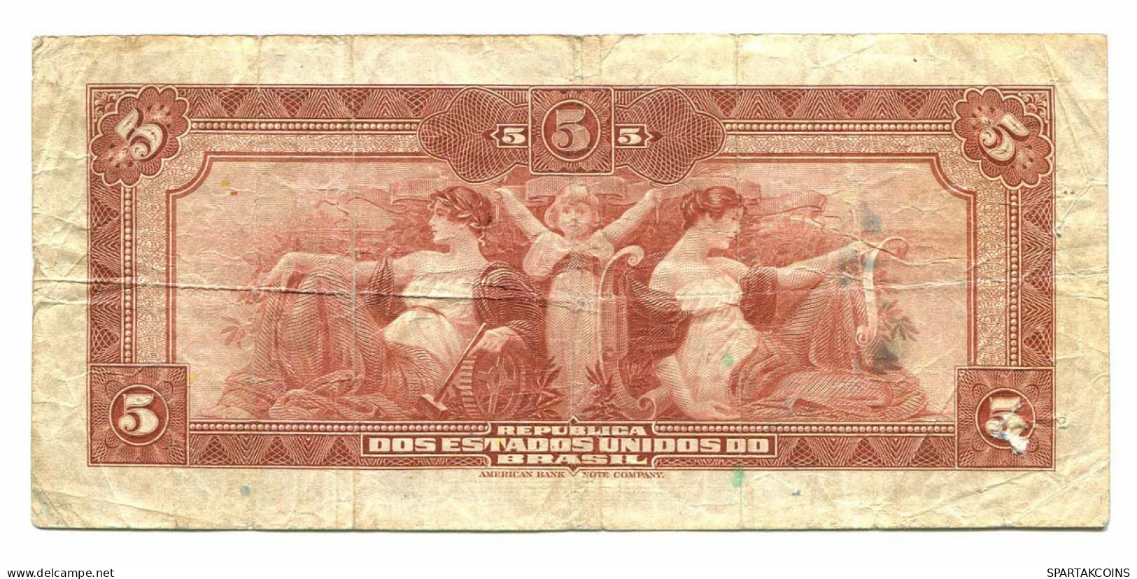 BRASIL 5 REIS 1925 SERIE 490A Hand Signed P 125 Paper Money #P10820.4 - [11] Emissions Locales