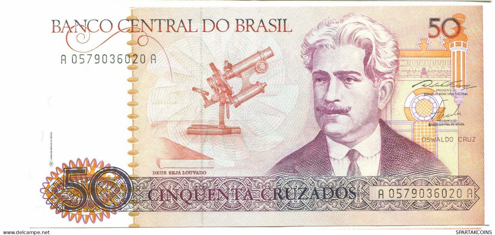 BRASIL 50 CRUZADOS 1986 UNC Paper Money Banknote #P10843.4 - [11] Local Banknote Issues