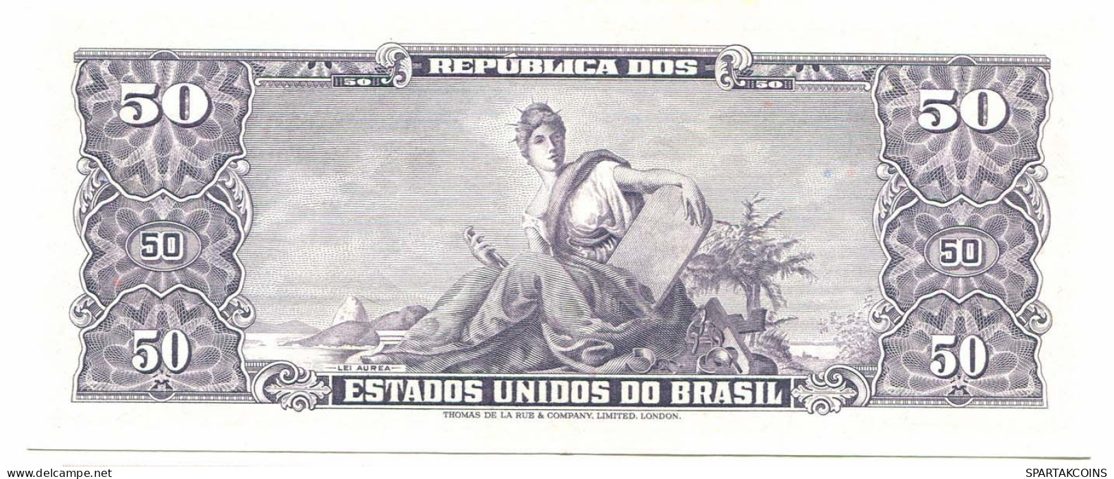 BRASIL 5 CENTAVOS ON 50 CRUZEIROS 1967 SERIE 955A UNC Paper Money #P10842.4 - Lokale Ausgaben