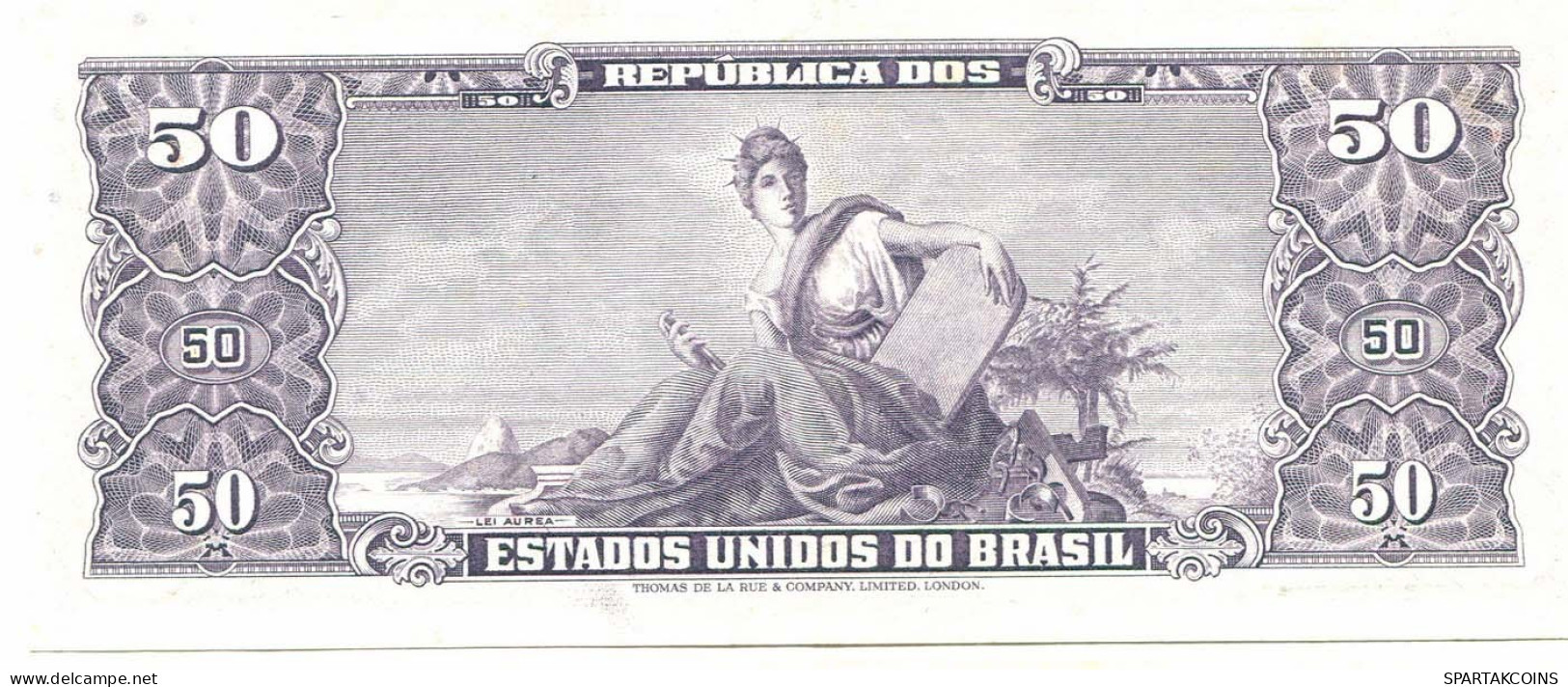 BRASIL 5 CENTAVOS ON 50 CRUZEIROS 1967 SERIE 1025A UNC Paper Money #P10841.4 - Lokale Ausgaben