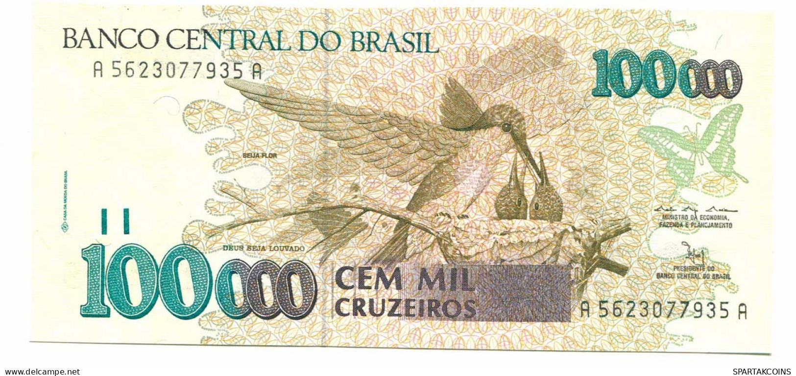 BRASIL 100000 CRUZEIROS 1993 UNC Paper Money Banknote #P10892.4 - [11] Emissioni Locali