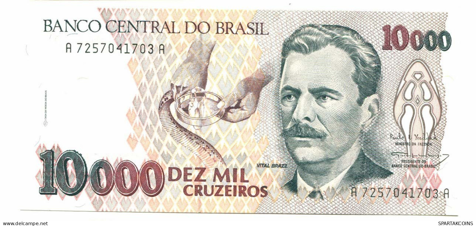 BRASIL 10000 CRUZEIROS 1993 UNC Paper Money Banknote #P10887.4 - [11] Local Banknote Issues