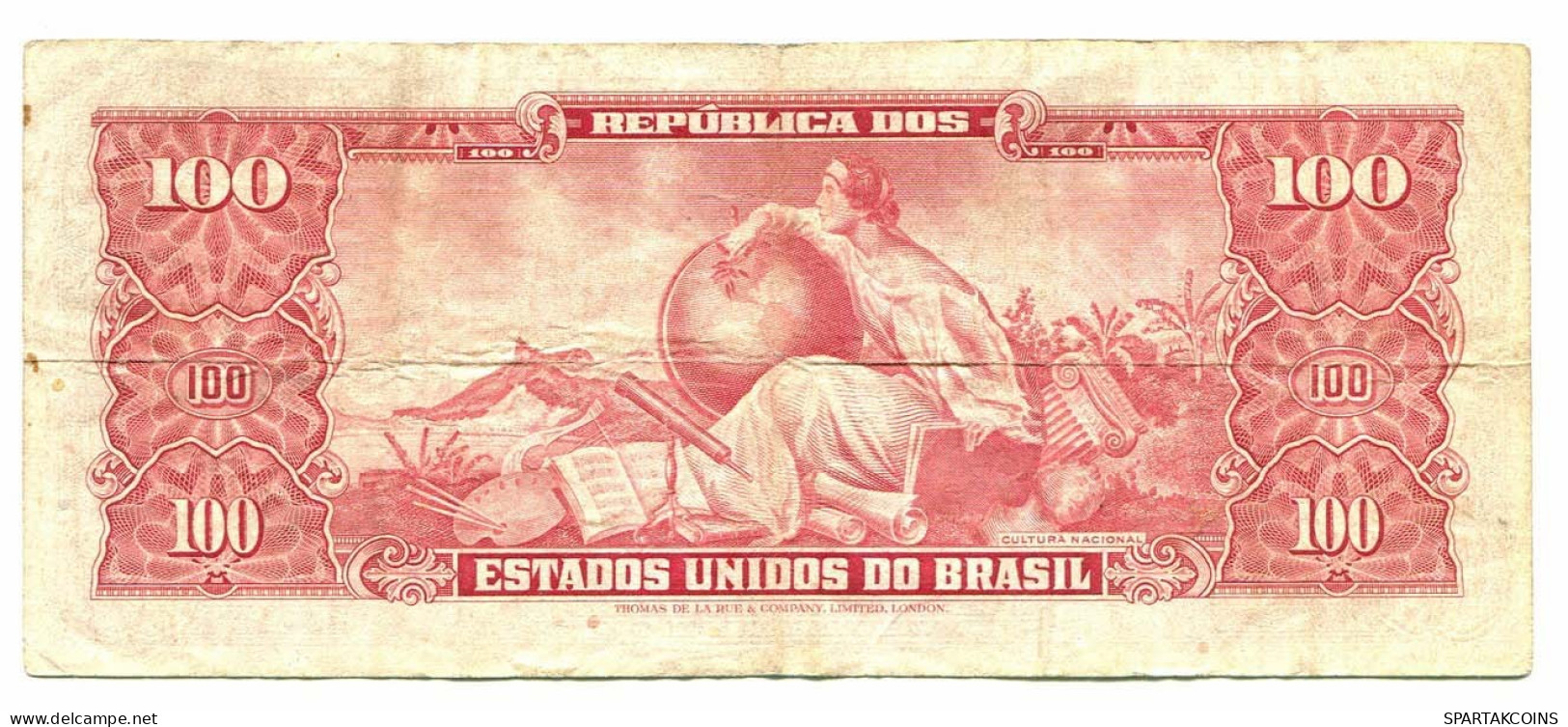 BRASIL 100 CRUZEIROS 1963 SERIE 169A UNC Paper Money Banknote #P10847.4 - [11] Local Banknote Issues