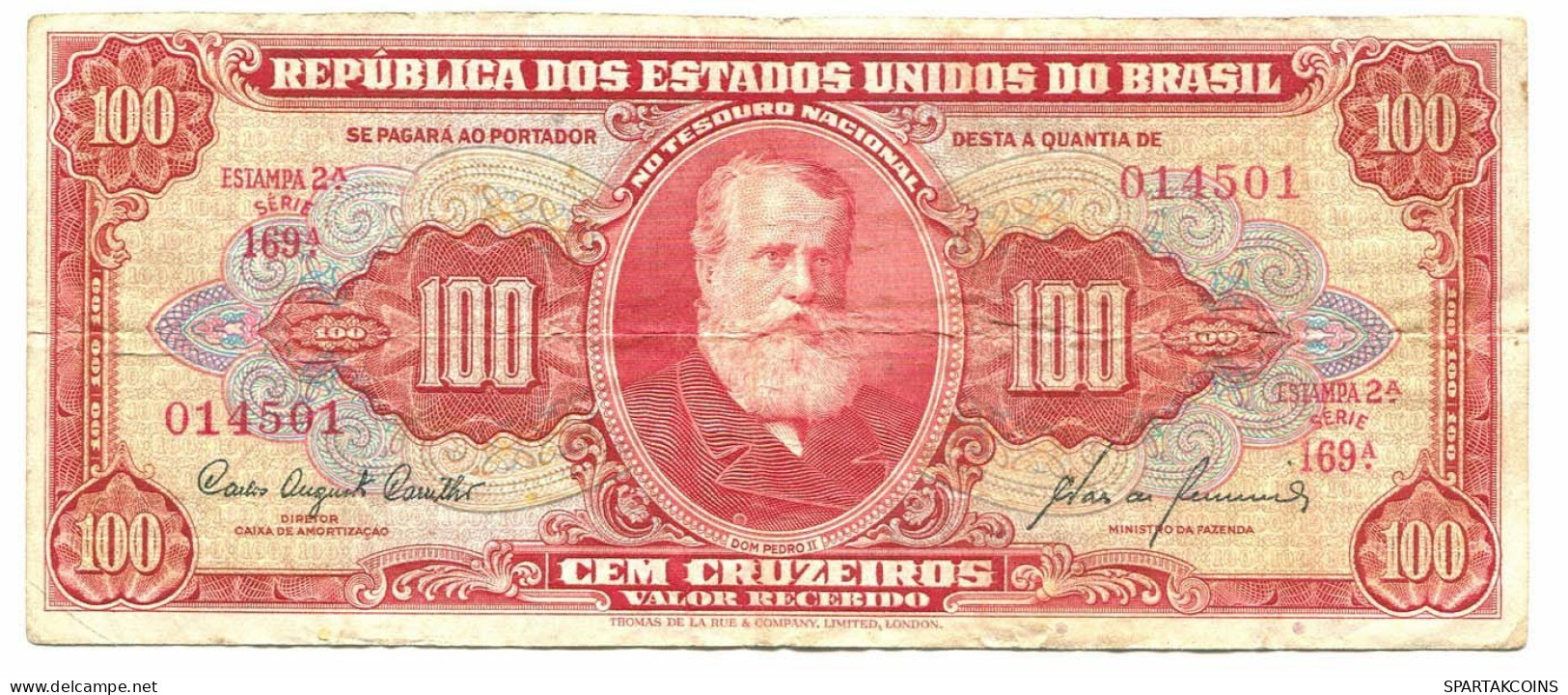 BRASIL 100 CRUZEIROS 1963 SERIE 169A UNC Paper Money Banknote #P10847.4 - [11] Local Banknote Issues