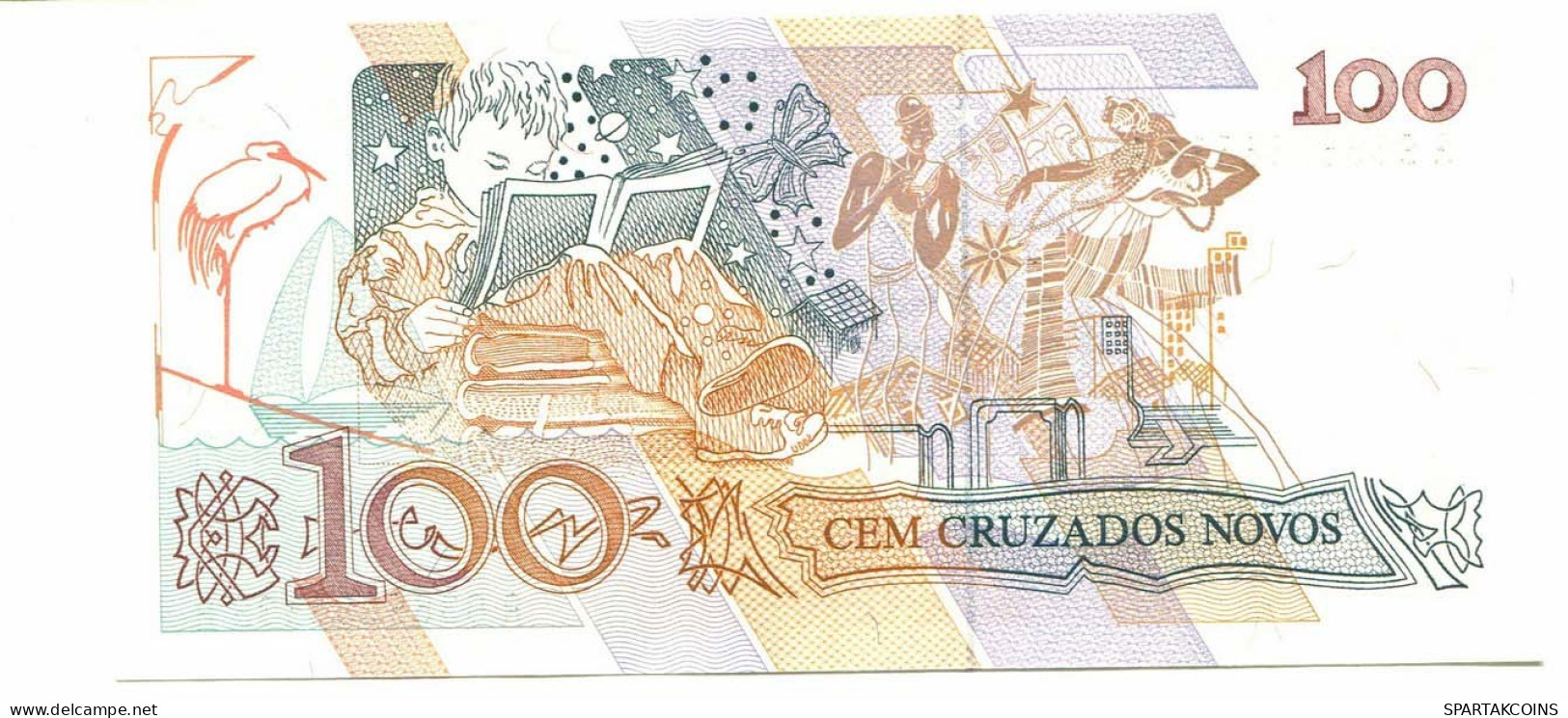 BRASIL 100 CRUZADOS 1990 UNC Paper Money Banknote #P10856.4 - [11] Emissioni Locali