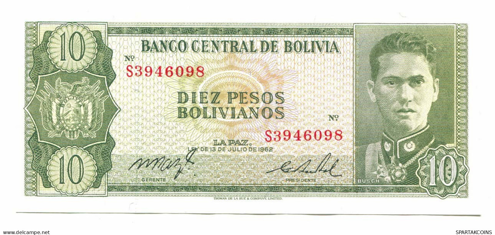 BOLIVIA 10 BOLIVIANOS 1962 SERIE S AUNC Paper Money Banknote #P10793.4 - Lokale Ausgaben
