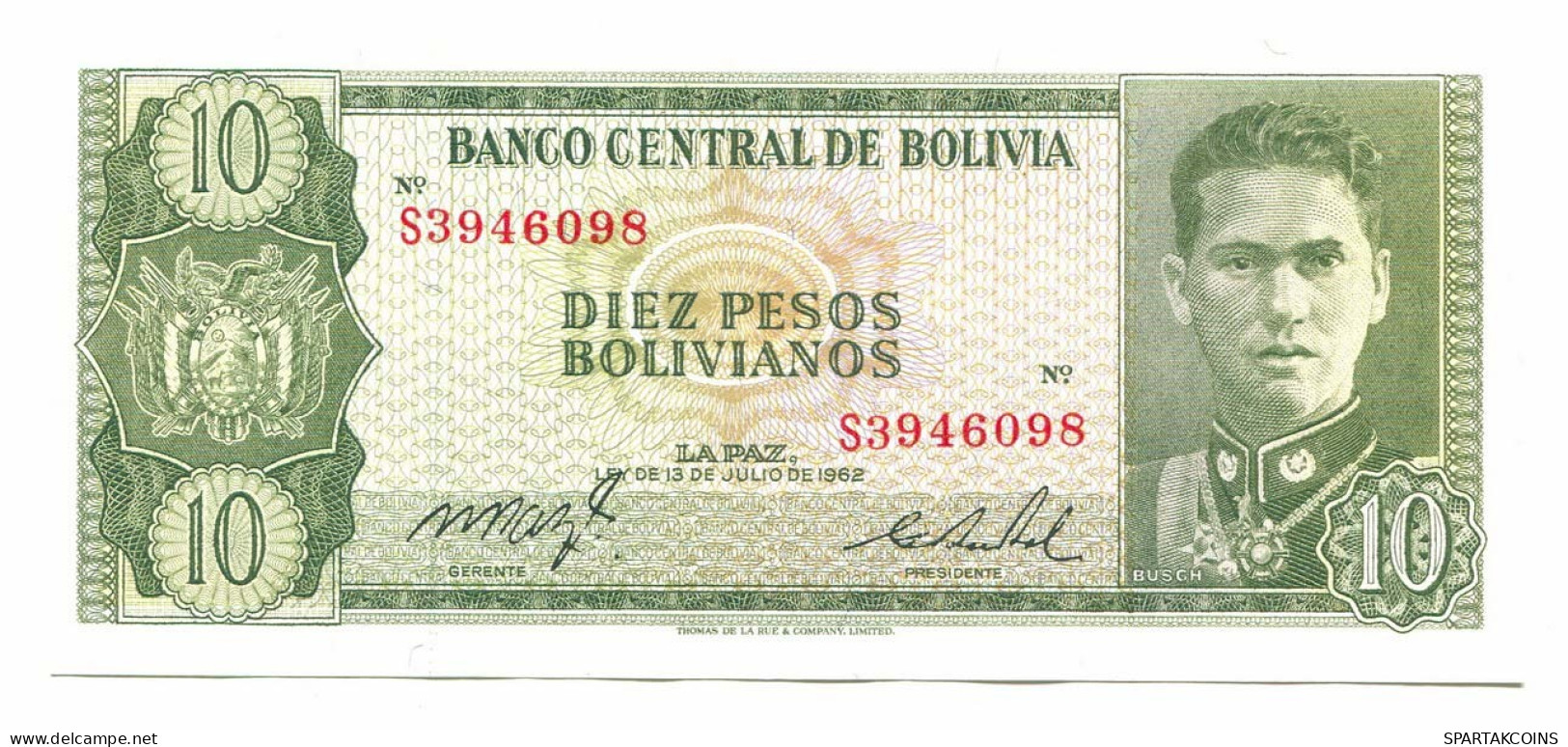 BOLIVIA 10 BOLIVIANOS 1962 SERIE S AUNC Paper Money Banknote #P10793.4 - [11] Local Banknote Issues