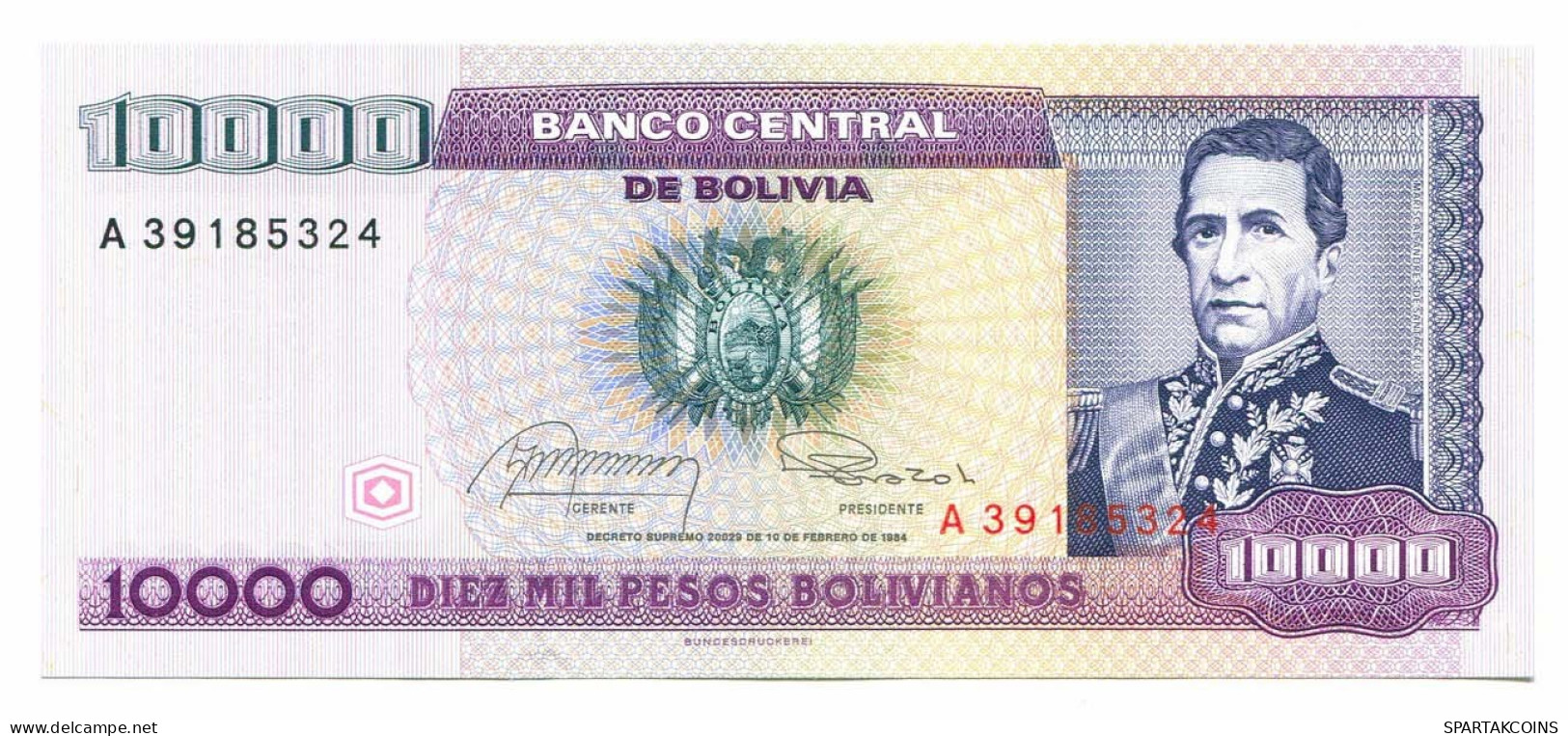 BOLIVIA 10 000 PESOS BOLIVIANOS 1984 AUNC Paper Money Banknote #P10814.4 - [11] Local Banknote Issues