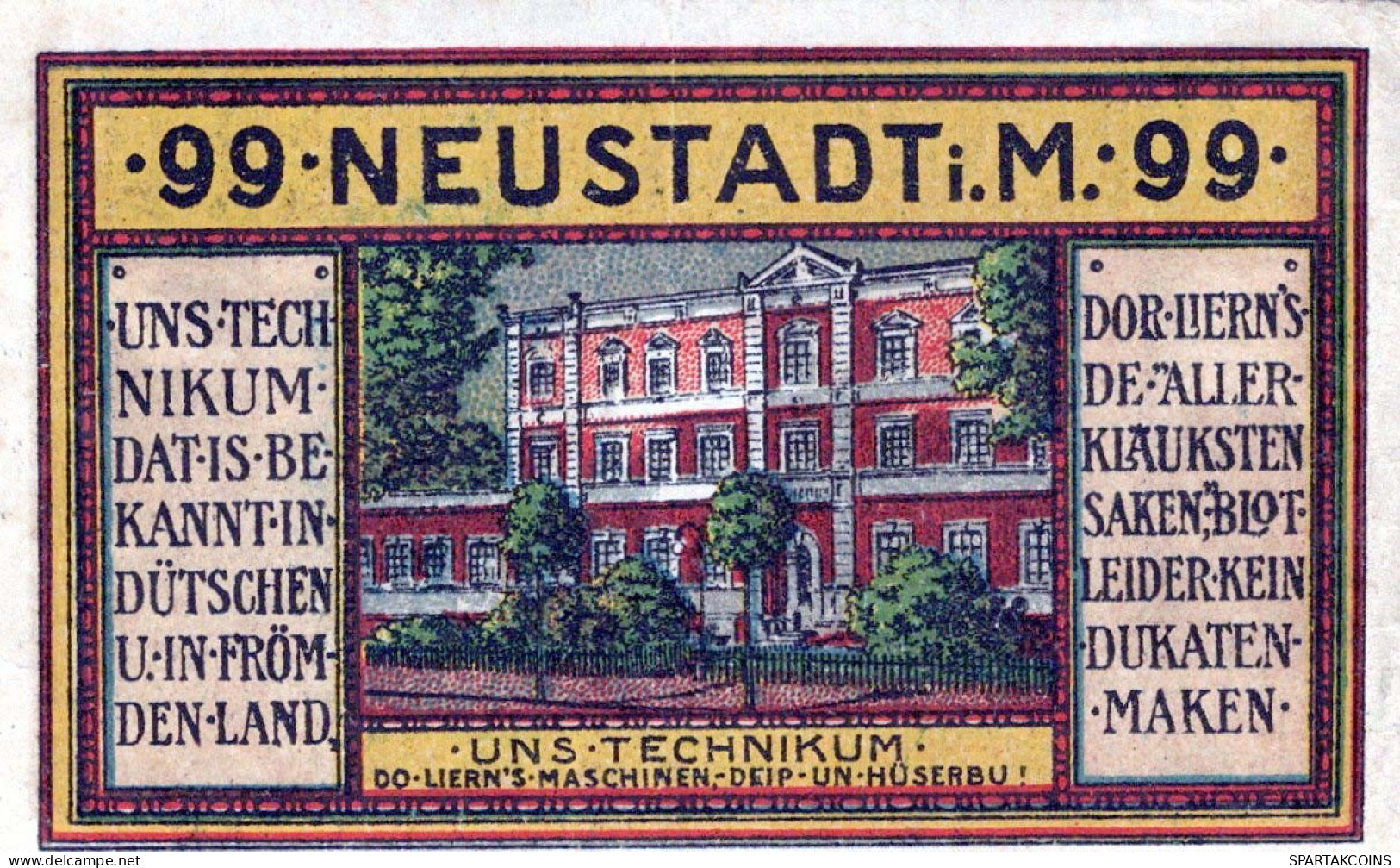 99 PFENNIG 1921 Stadt NEUSTADT MECKLENBURG-SCHWERIN UNC DEUTSCHLAND #PH258 - [11] Lokale Uitgaven