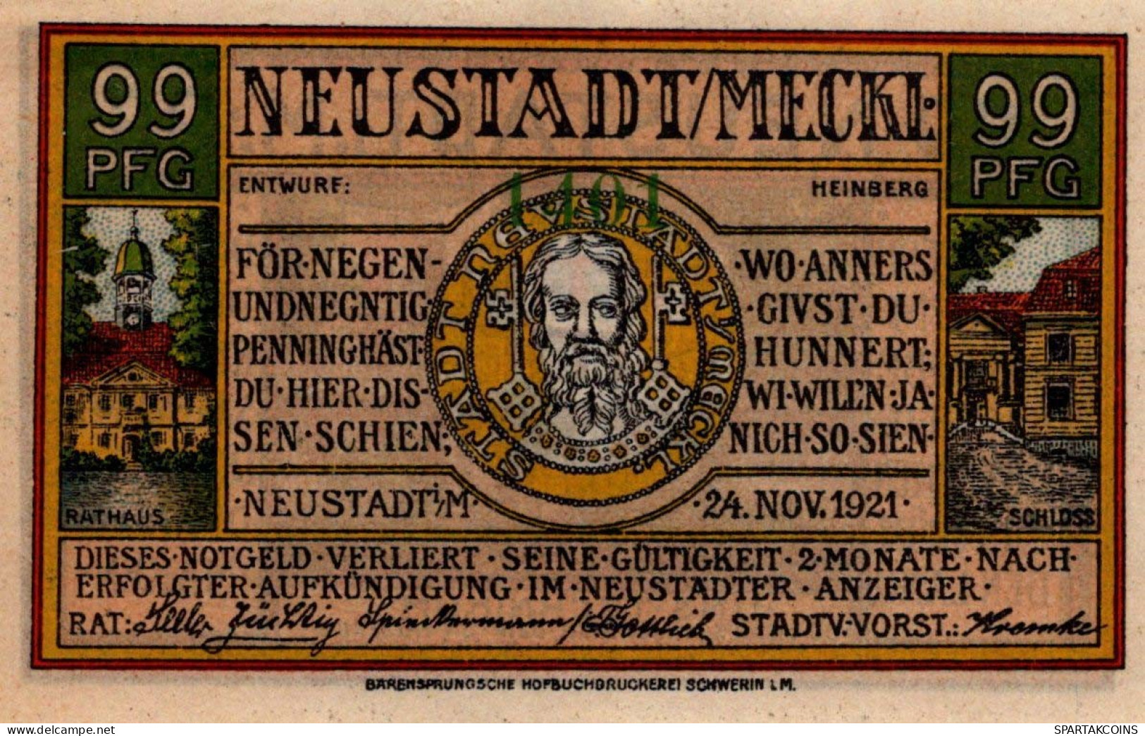 99 PFENNIG 1921 NEU IN MECKLENBURG Mecklenburg-Schwerin DEUTSCHLAND #PF667 - [11] Local Banknote Issues