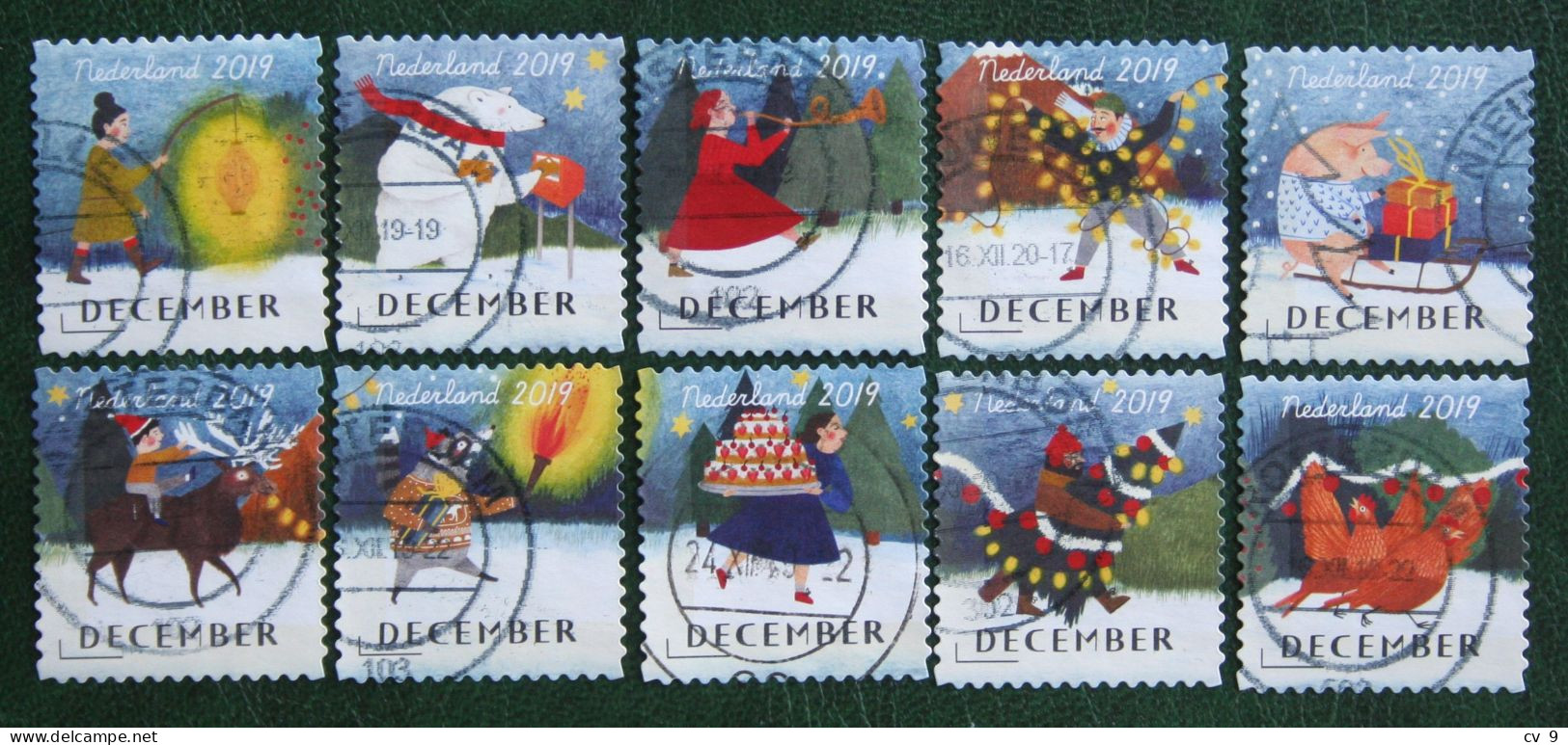 Decemberzegels Weihnachten Christmas Noel NVPH 3799-3808 (Mi 3875-3884) 2019 Gestempeld / USED NEDERLAND / NIEDERLANDE - Gebraucht