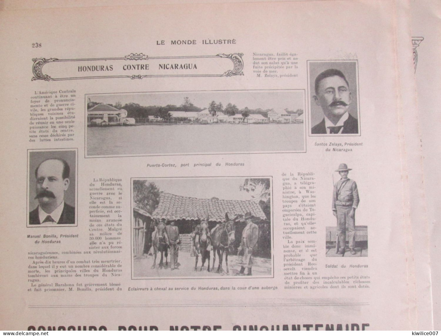 1907 HONDURAS Contre NICARAGUA  Santos Zelaya  Manuel  Bonilla  PUERTO  CORTEZ - Zonder Classificatie