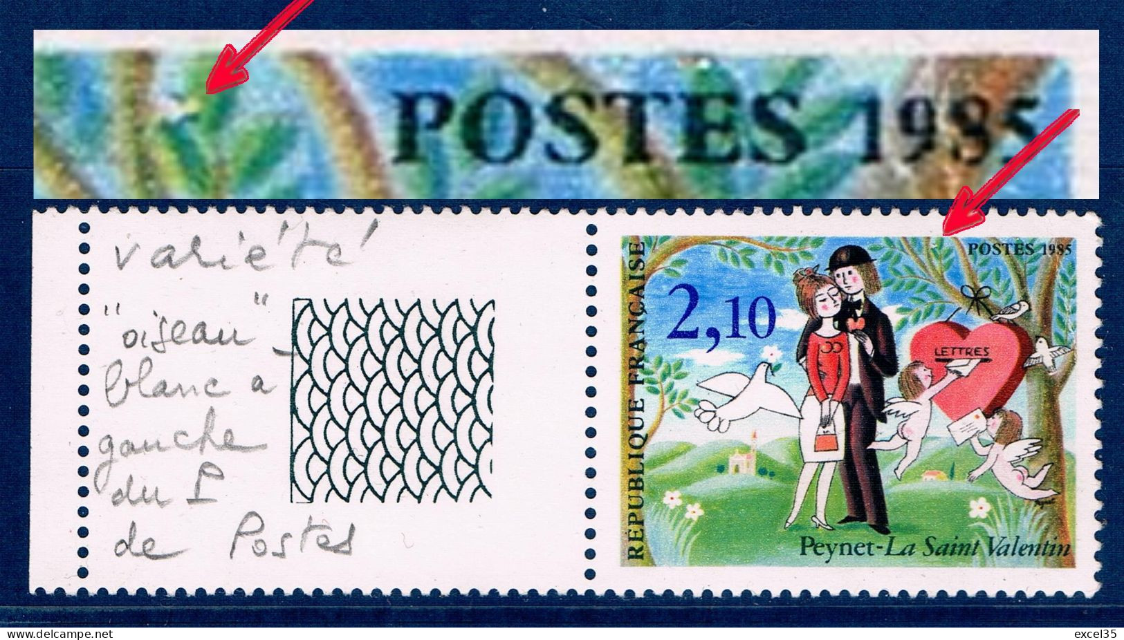 SAINT VALENTIN YVERT 2354c N** / MNH Oiseau Supplémentaire - Pétouille - SCAN SCONTRACTUEL - Unused Stamps