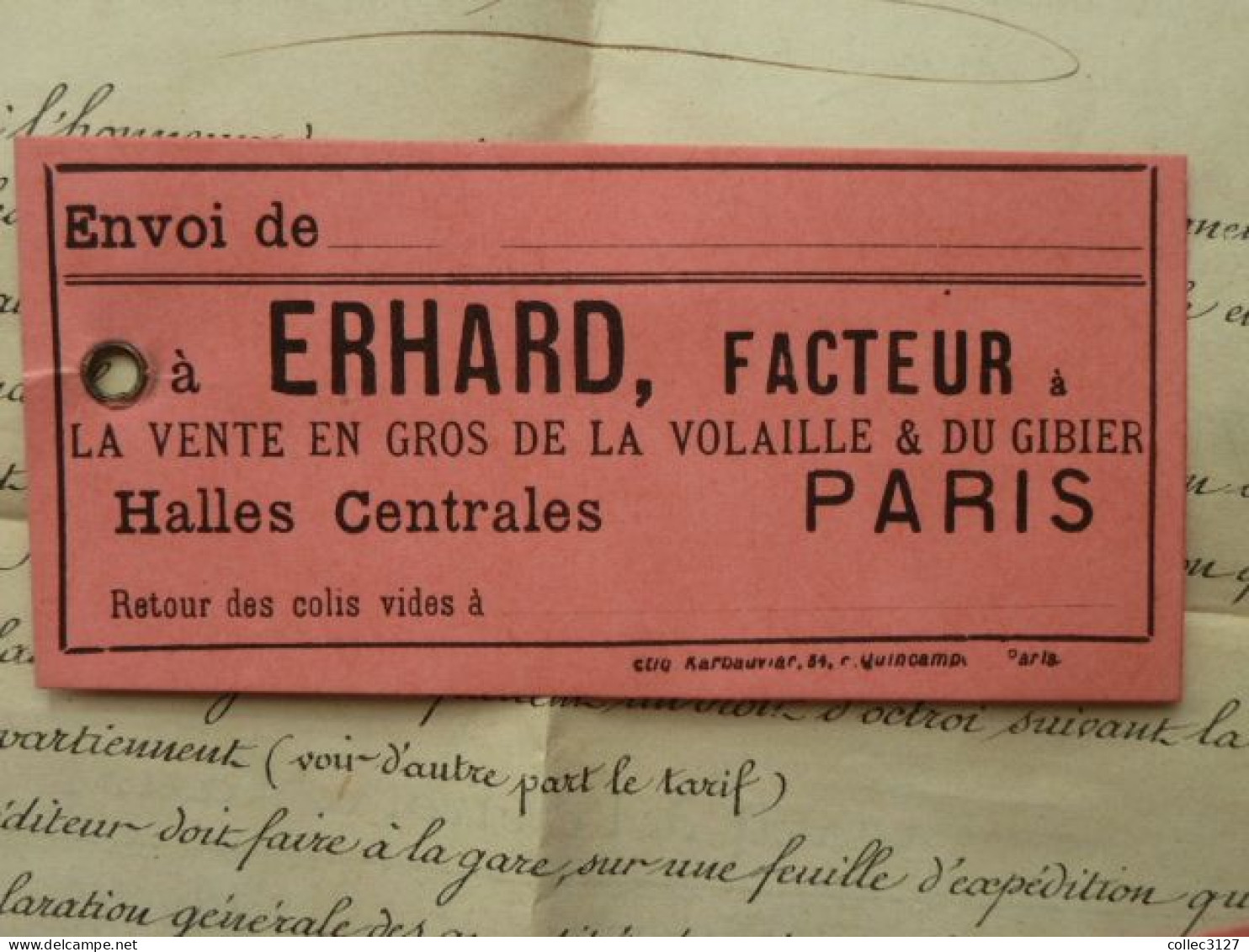 LF1 - Lettre à En-tête ERHARD, Facteur Aux Halles Centrales De La Ville De Paris - Volailles Gibier - 1892 - Food
