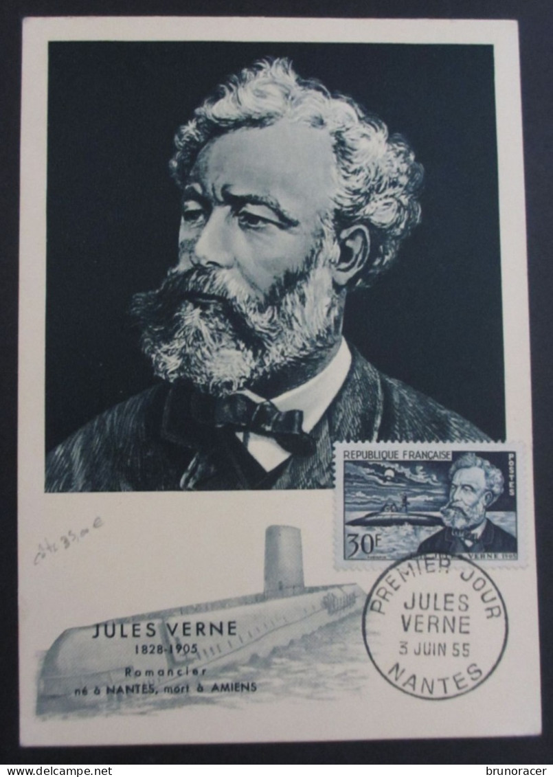 FRANCE CARTE-MAXIMUM JULES VERNE 1955 ED BOURGOGNE COTE 35 EUROS VOIR SCANS - 1950-1959