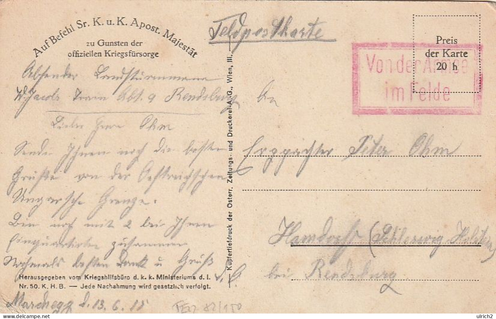 AK Kaiser Franz Josef I - Feldpost 1915 (69365) - Familles Royales