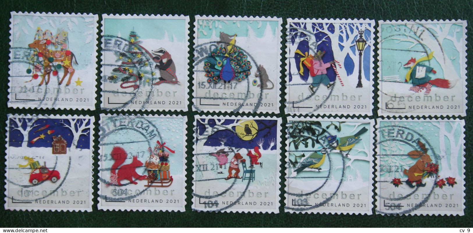 Decemberzegel Weihnachten Christmas Noel NVPH  3978-3987 (Mi 4065-4074) 2021 Gestempeld / USED NEDERLAND / NIEDERLANDE - Used Stamps