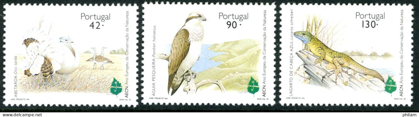 PORTUGAL 1995 - Année Européenne De La Nature - 3 V. - Eagles & Birds Of Prey