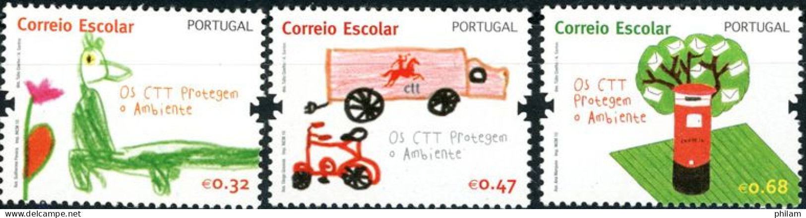PORTUGAL 2010 - Courrier Scolaire - écologie - 3 V. - Milieubescherming & Klimaat