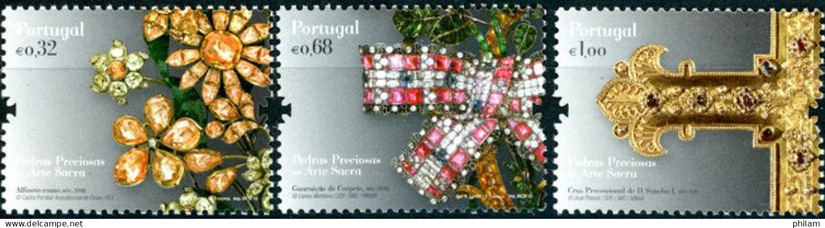 PORTUGAL 2010 - Pierres Précieuses Dans L'art Sacré - 3 V. - Unused Stamps
