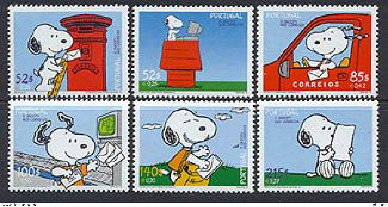 PORTUGAL  2000 - Snoopy Et La Poste - 6 V. - Stripsverhalen