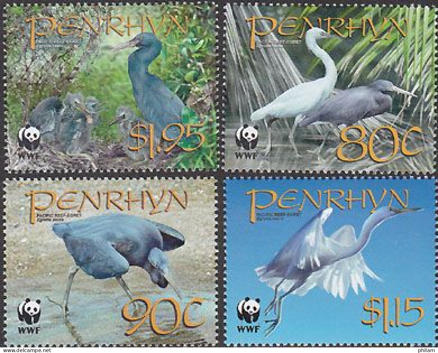 PENRHYN 2008 - WWF - Egrette Sacrée - 4 V. - Storchenvögel