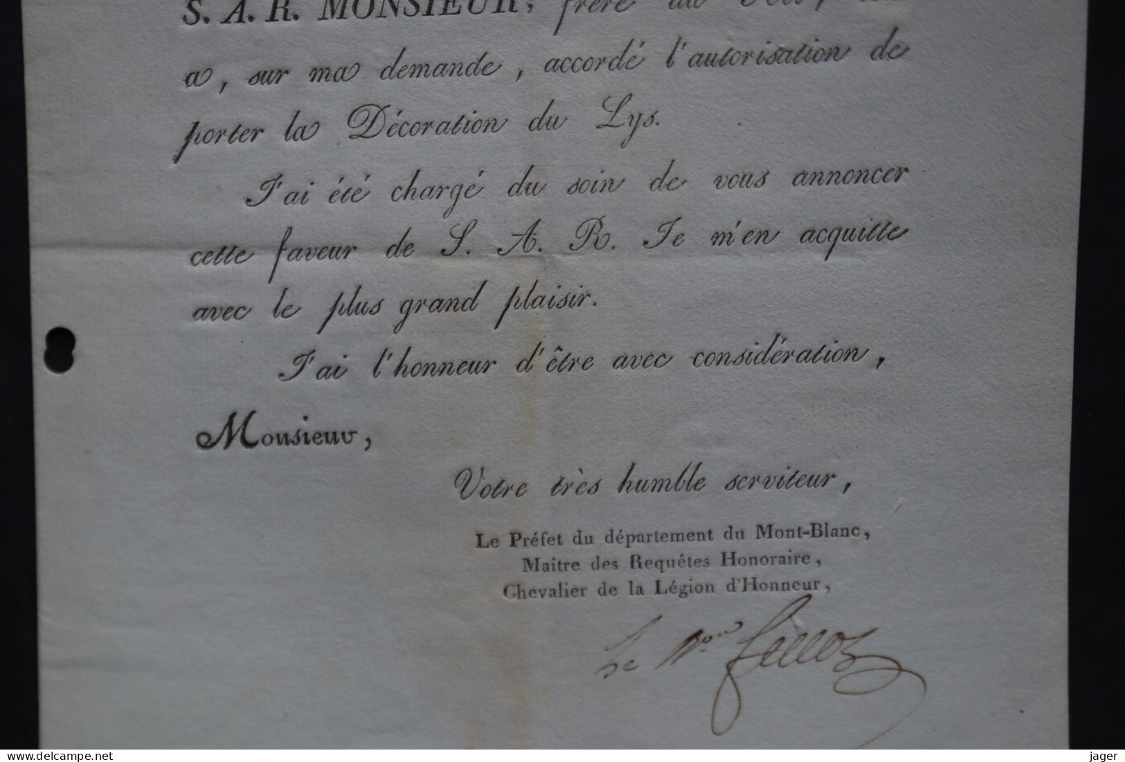 1814 Autorisation Décoration Du Lys Chef De Bataillon BEAURAIN Autographe Duc De Feltre Lot 8 - Historical Documents