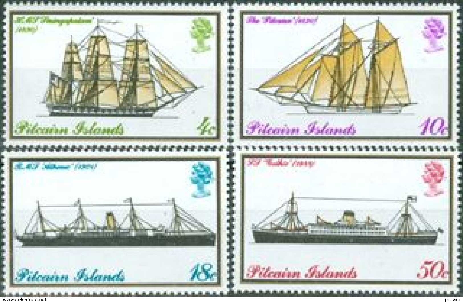 PITCAIRN 1975 - Bateaux Postaux - 4 V. - Bateaux