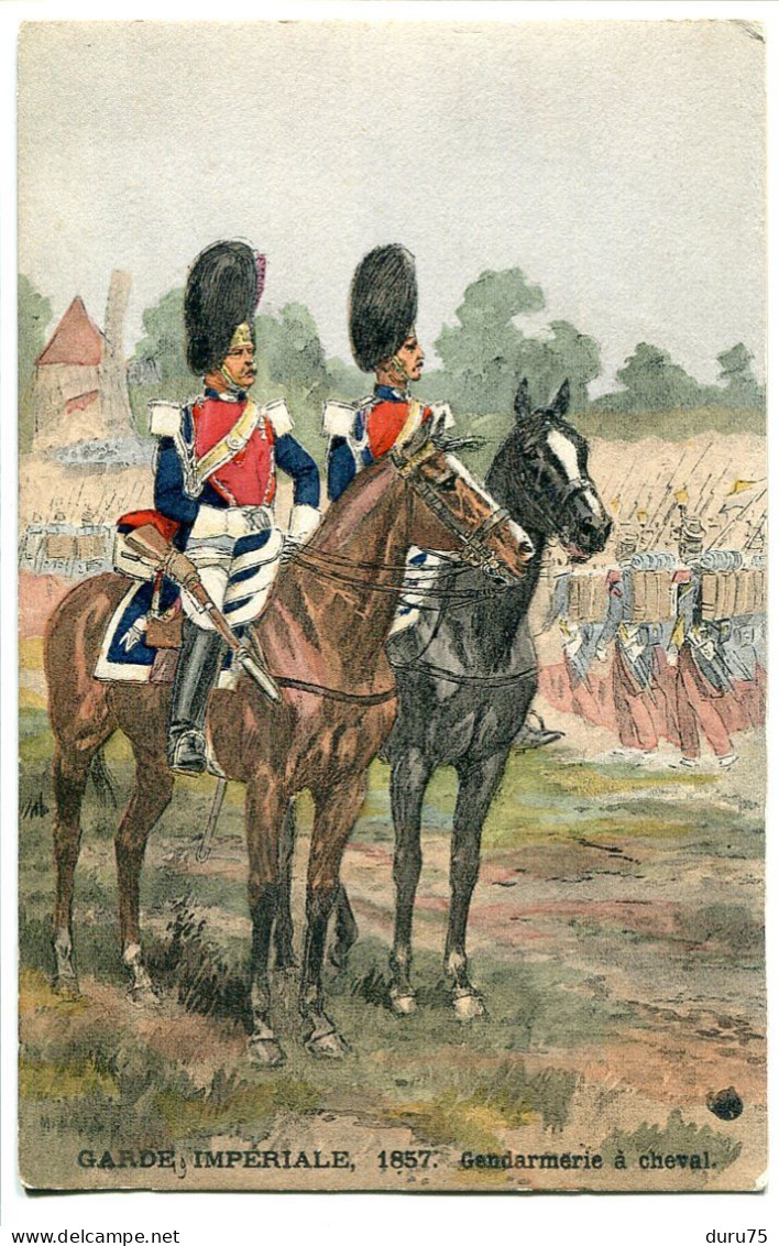 Militaria * CPA GARDE IMPÉRIALE 1857 Gendarmerie à Cheval - Regimenten