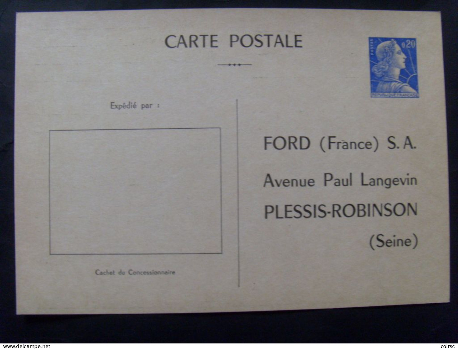18965- CP TSC Marianne De Muller 0F20 Bleu Ford France, Neuve, TBE, Réf. Storch MulE2g, Cote 110€ - Cartes Postales Types Et TSC (avant 1995)