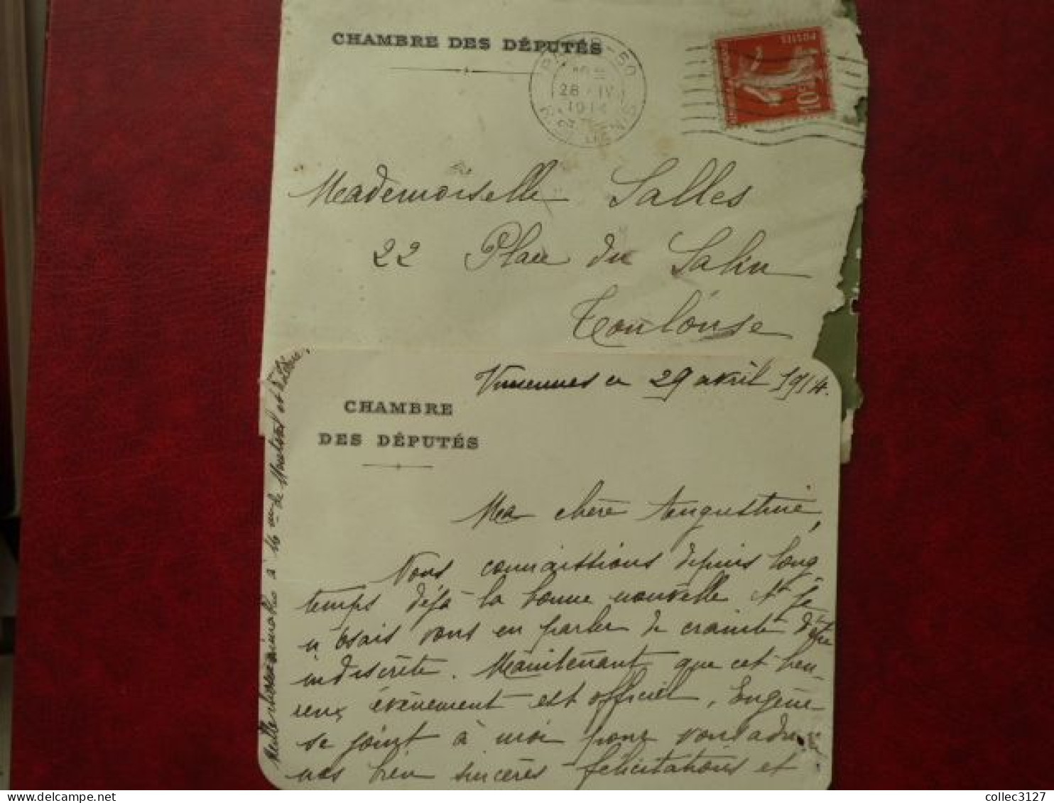 LF1 - Lettre à En-tête Chambre Des Députés Avec Correspondance - 1914 - 1877-1920: Période Semi Moderne