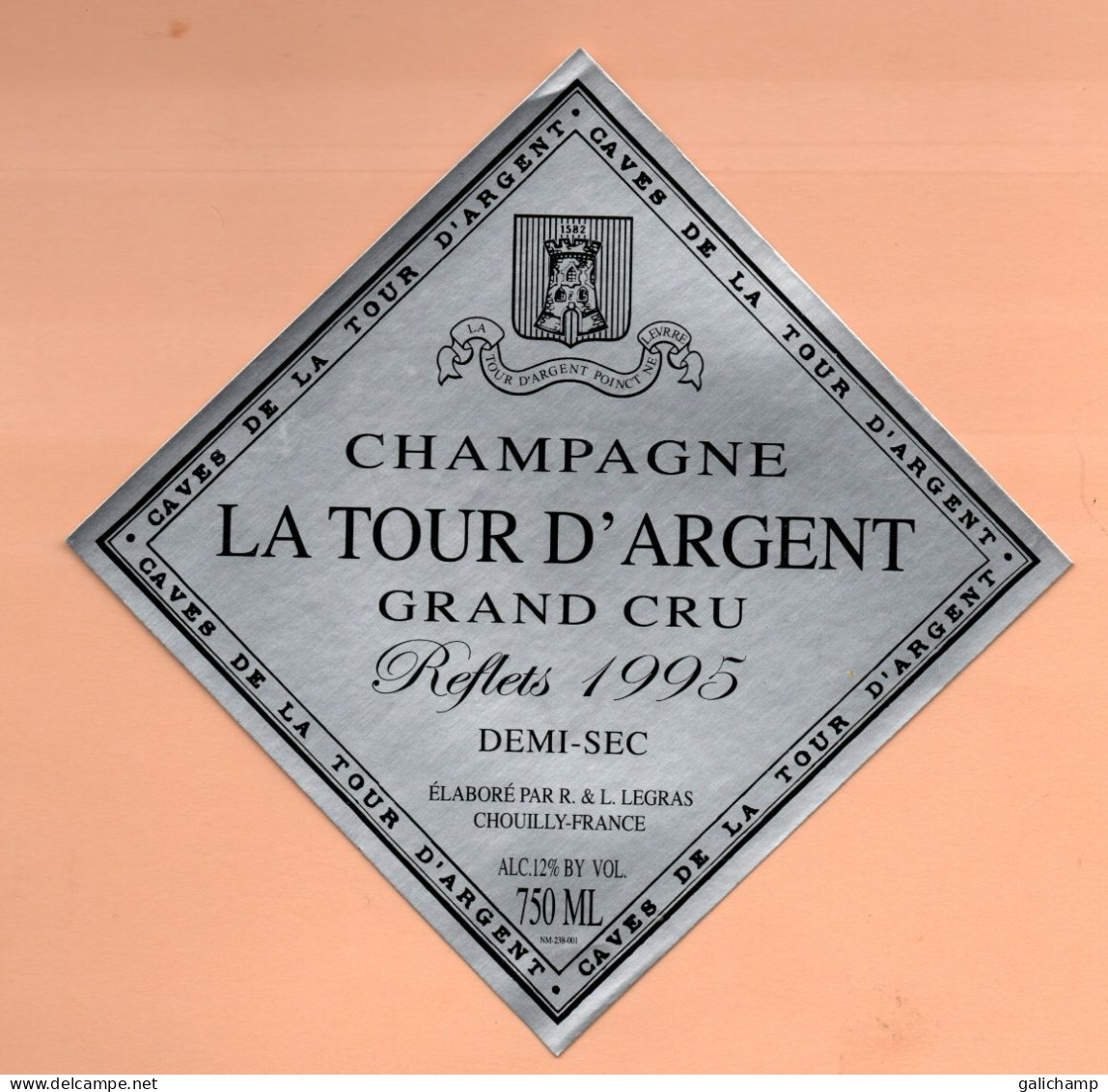Etiquette De Champagne  "  LA TOUR D'ARGENT  1995 - Champagner