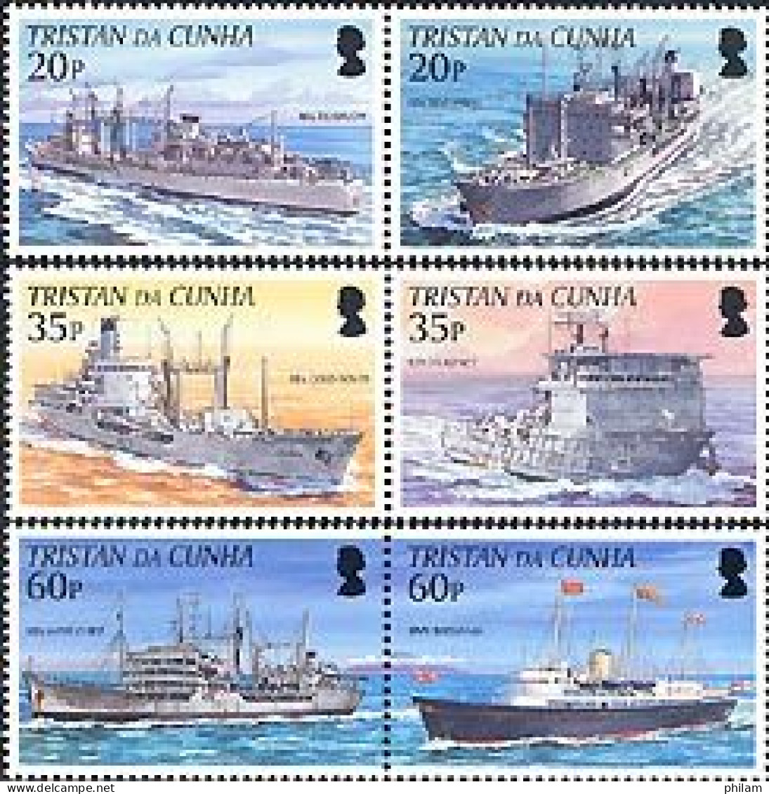 TRISTAN DA CUNHA 2004 - Royal Navy - Flotte Auxiliaire - 6 V. - Barcos