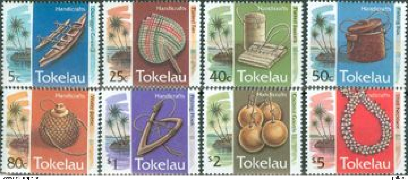 TOKELAU 1995 - Série Courante - Artisanat Local - 8 V. - Boten