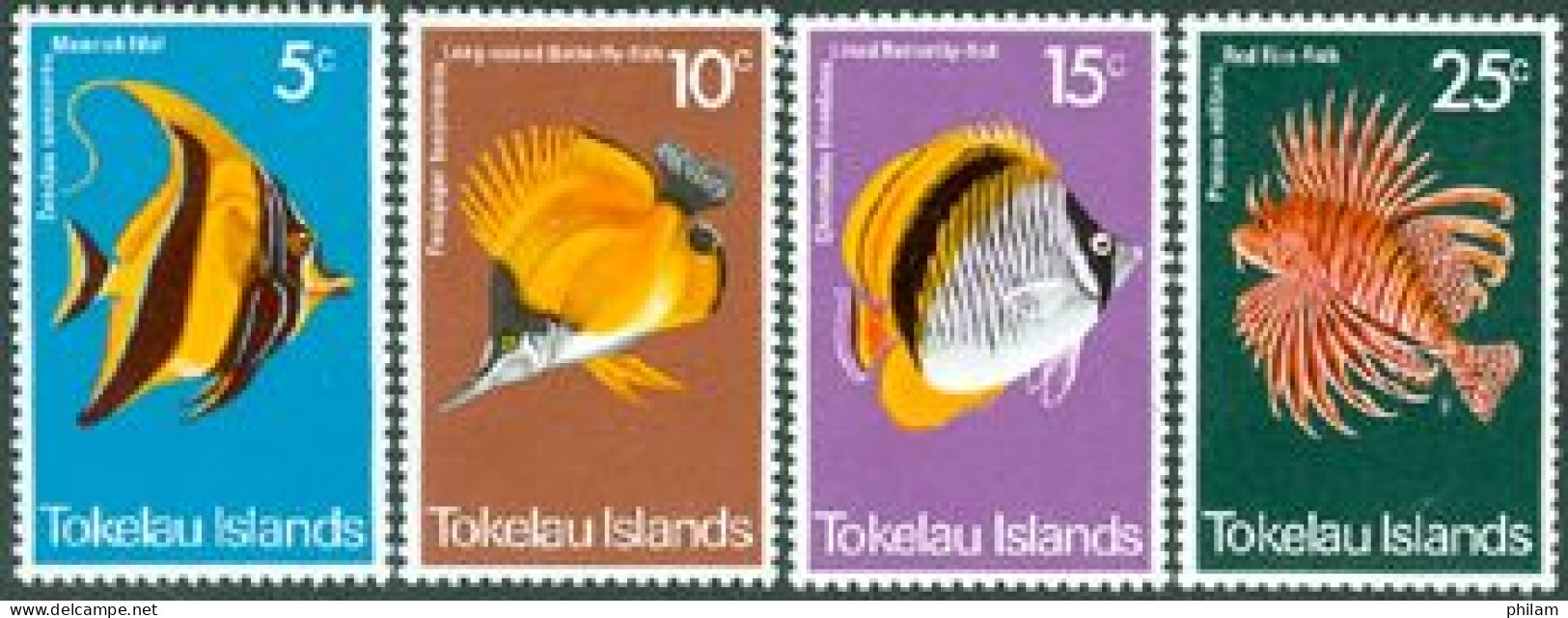 TOKELAU 1975 -  Poissons  - 4 V. - Pesci