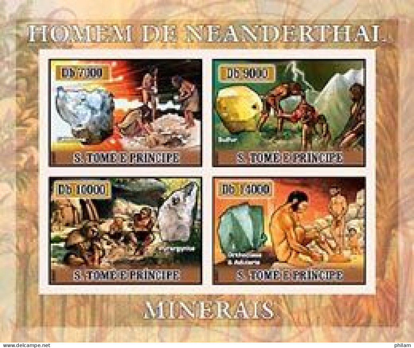 S.TOME E PRINCIPE 2007 - Homme  De Néanderthal - 4 V. En Feuillet - São Tomé Und Príncipe