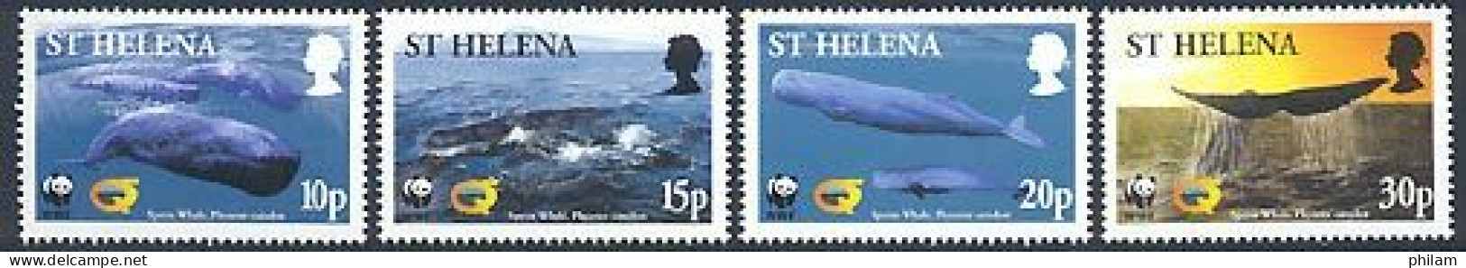 ST HELENE 2002 - W.W.F. - La Baleine Sperm - 4 V. - Unused Stamps
