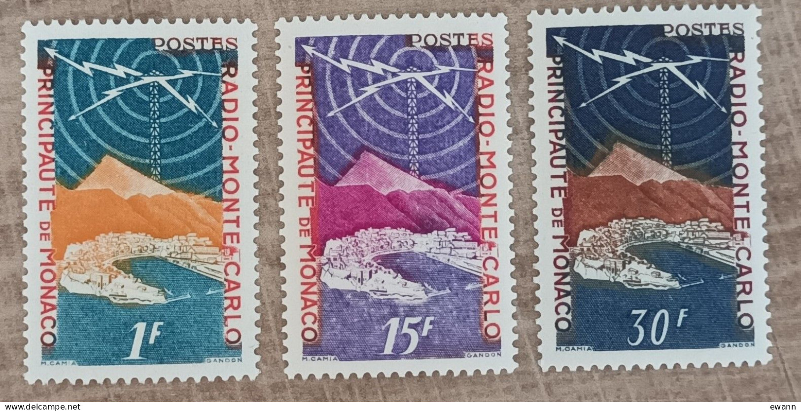 Monaco - YT N°376 à 378 - Radio Monte Carlo - 1951 - Neuf - Unused Stamps