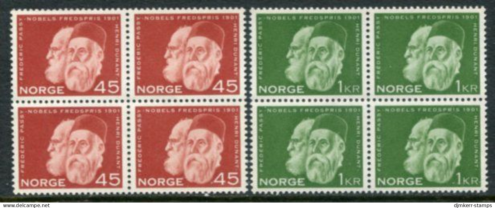 NORWAY 1961 Nobel Prize Inauguration Blocks Of 4 MNH / **.  Michel 464-65 - Unused Stamps