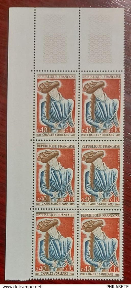 France 1965   Bloc De 6 Timbres  N** YT N° 1445 Célébrité Charles D Orléans - Feuilles Complètes