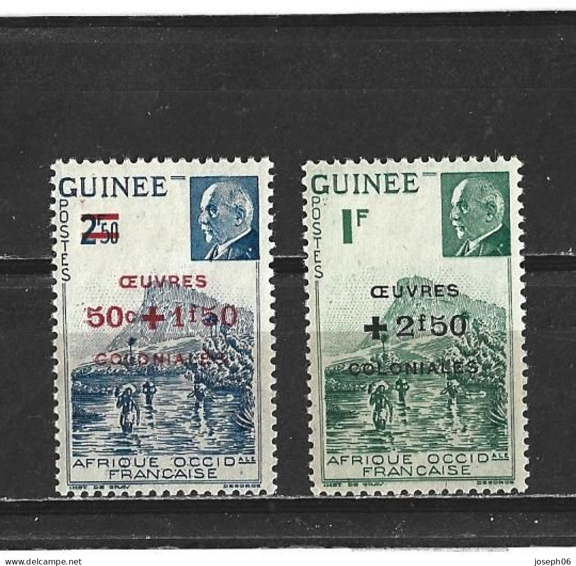 GUINEE   1944   Y.T. N° 185  186  NEUF* - Neufs