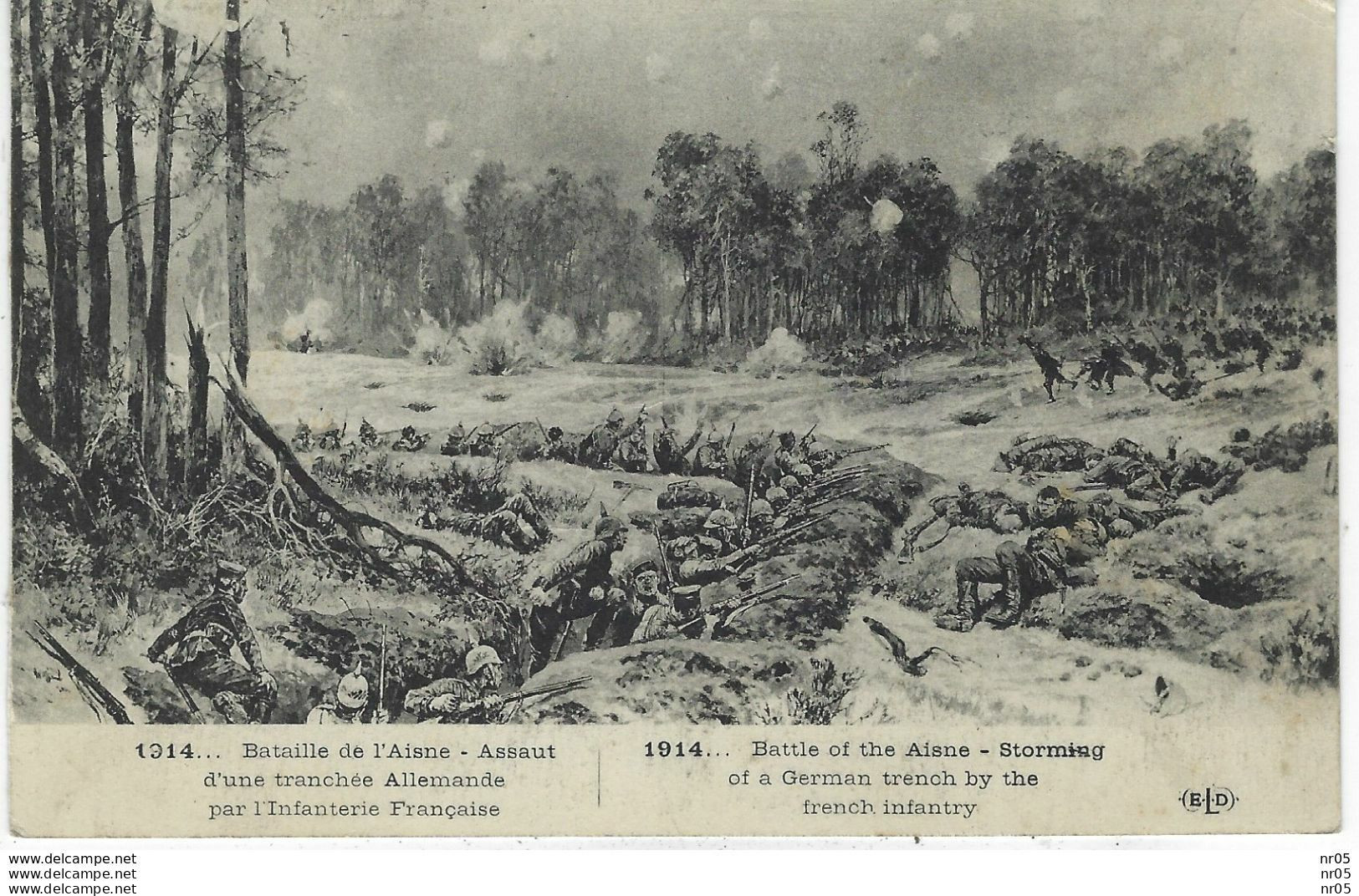 Carte En Franchise Militaire Cachet " TRESOR Et POSTES * 79 * 1915 CP Bataille De LAisne Vers ARLOD ( Ain ) - WW I