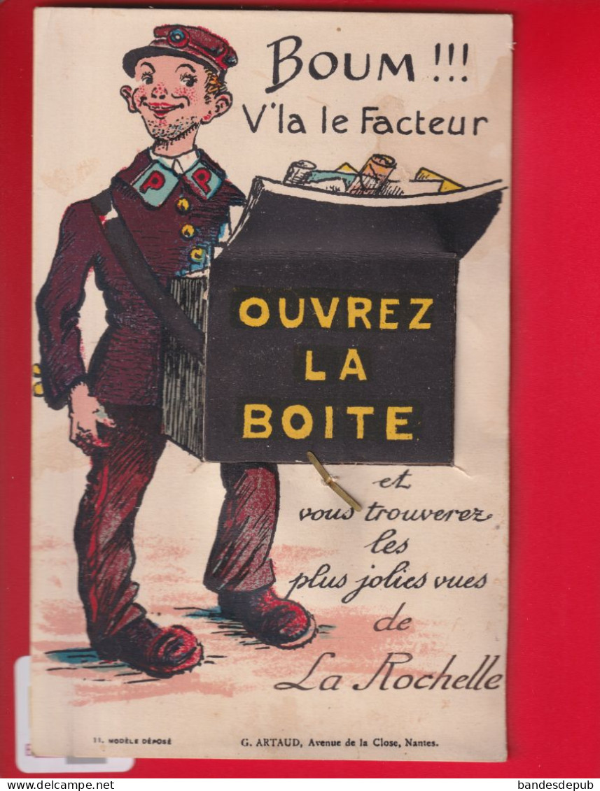 CPA SYSTEME  Artaud 10 Vues Boum  Sacoche  Facteur écrite én 1926 à Dadu Sauzé Vaussais - La Rochelle