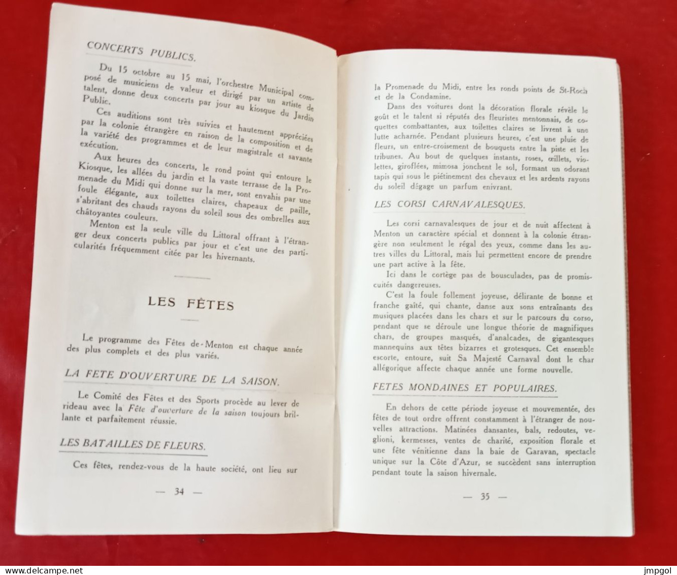 Menton Guide de l'Hivernant 1923 Historique Fêtes Sports Casino Port Baie Ouest et Est Jardins Environs